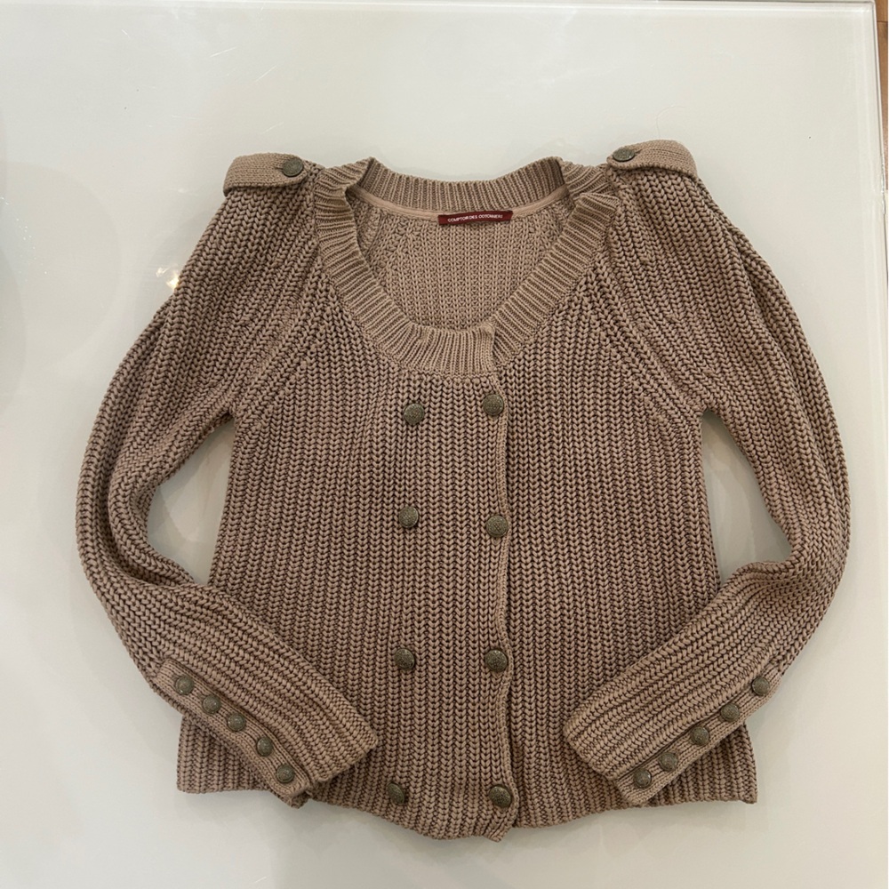 Comptoir Des Cotonniers Taupe Button-Up Cardigan